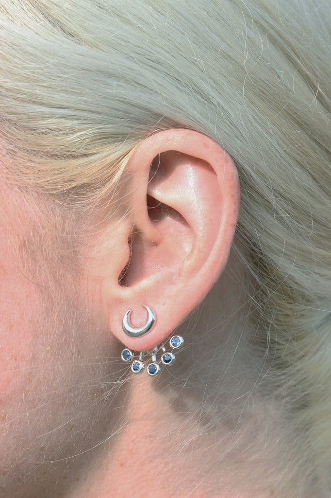 Lunar Lovers Sapphire Ear Jackets Gold